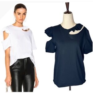 Maggie Marilyn Shirt Women XS Black Ruffle Cutout Endless Possibilities Tee Goth